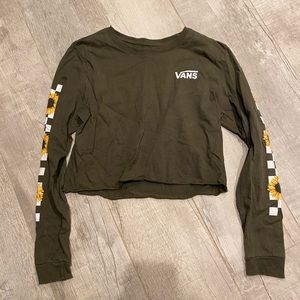 Olive Green Cropped Vans Long Sleeve Tee